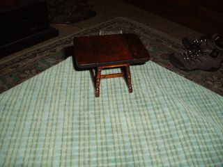 Vintage Solid Wood Folding Dining Room Table Dollhouse Furniture 2.  5 " Tall