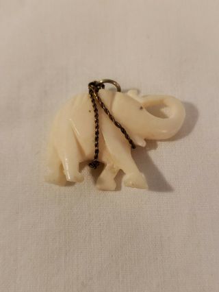 Antique Carved Bovine Bone & Sterling Silver Rope Pendant Family Piece