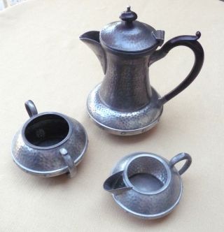 Vintage Sheffield Pewter Coffee Pot,  Creamer And Sugar Bowl