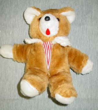 Vintage Spencer Gifts Teddy Bear 11 " Zip Off Fur Brown 1980