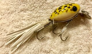 Fishing Lure Fred Arbogast Hula Dancer Rare Yellow Frog Tackle Box Crank Bait 2