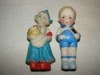 Vintage 2 Porcelain Bisque Doll Frozen Charlotte Penny Style Japan 5 In Boy Girl