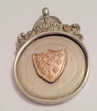 Vintage Silver Fob Medal Gold Shield Football S.  F.  C.  & D.  L.  1922 - 23