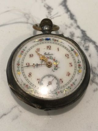 Antique Eclair Cuivre Swiss 800 Silver Ladies Pocket Watch
