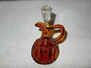 Antique Amber Glass Cruet W Inverted Mold & Stopper Elegant & Pristine Fancy