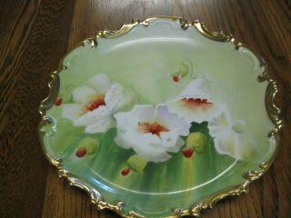Antique Coronet Limoges Signed A.  Roussillon Plate Charger Poppy Gold France
