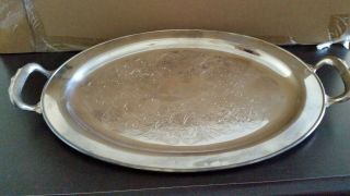 Large Oneida Serving Tray {silver Plated Oval Tray With Handles.  Paul Revere,  Nib