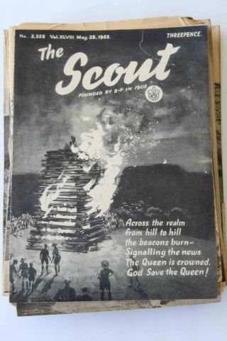 VINTAGE SET (50) OF THE SCOUT (BRITISH) MAGAZINES,  1953 CORONATION OF QUEEN YEAR 2