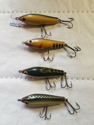 Group Of Four Vintage Porter Scooter Pooper Wood Lures Made In Florida.