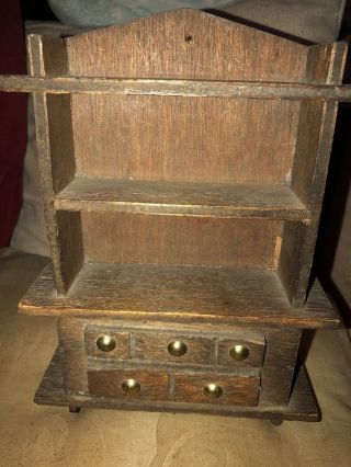 Small Wooden Model Of A Dresser Apprentice Like And Oak Style With Brass Detail