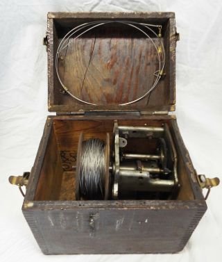 Antique Victrola Motor Handlining Downrigger Fishing Trolling Reel Box