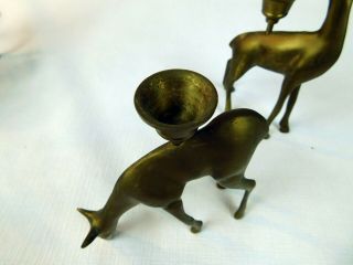 Set of 2 Vintage Brass Deer Buck & Doe Figures Candle Holders,  Candlesticks 5
