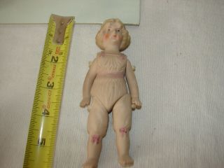 Vintage Miniature German Porcelain Bisque Doll 5 3/4 Inch Dollhouse Painted Face