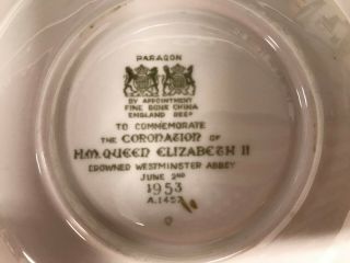 Antique & Exquisite Paragon Cup & Saucer - Queen Elizabeth Coronation Teacup 3