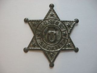 Vintage Junior Sheriff Star Pin Button Tin Toy Badge Collectible Estate Find