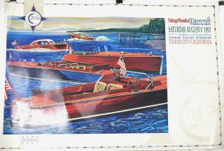 Antique & Classic Boat Society Acbs Poster 1992 Tahoe Artist Roy Dryer Wooden