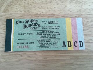 Vintage Knotts Berry Farm Bonanza Ticket Book A,  B,  C,  & D