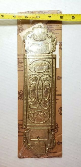 Victorian Finger Push Plate Solid Brass Ornate Design Heavy In Package 2