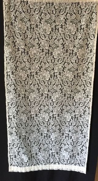 Vintage Ivory Lace Sidelight Curtain Panels (2) (w/ Floral Design Custom Made