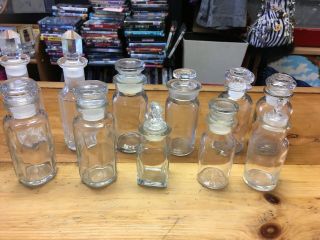11 Assorted Vintage / Antique Spice Jars/bottles All Decent