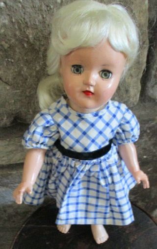 Vintage Blue & White Checkered Dress & Slip For P - 90 14 " Toni Doll Vgc No Doll