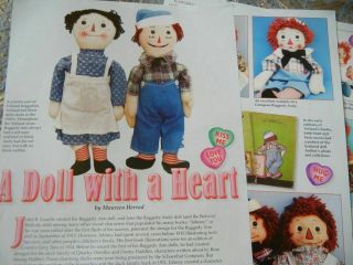 12p History Article,  Id - Antique Georgene Raggedy Ann Andy Dolls - Belindy,