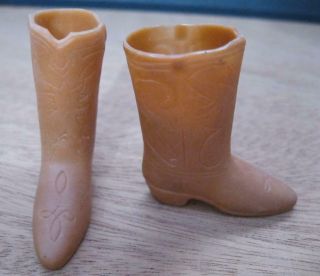 Ken Doll Clothes: Vintage Western Cowboy Caramel Brown Boots Squishy Soft - 1980s