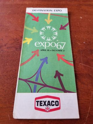Vintage 1967 Expo 67 - Montreal,  Canada Texaco Gasoline Map