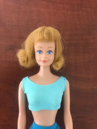 Vintage Midge Doll 860 Barbie Friend Blonde Freckles Straight Leg W/ Nail Polish 2