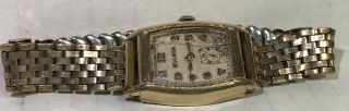 Vintage Mens Bulova Wristwatch 15 Jewels 10k Yellow Rolled Gold Runs