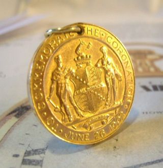 Antique Pocket Watch Chain Fob 1902 Coronation King Edward Vs & Queen Alexandra