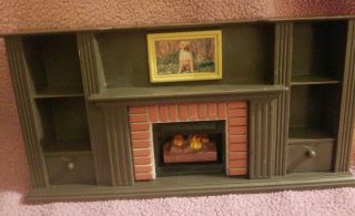 Vtg Keenway Miniature Doll House Furniture Fireplace W/shelves 8.  75 " W X 4.  5 " H.
