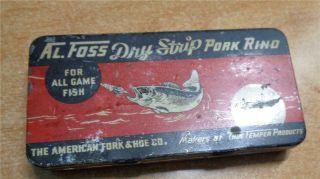 Al Foss Dry Strip Pork Rind Fishing Lure Box