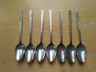 Silver Lace Pattern - 7 Tea Spoons 1847 Rogers Bros Silverplate Flatware