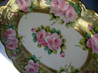 Large Antique NORITAKE NIPPON Porcelain Gilded,  Hand Painted Roses Celery Dish 4
