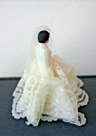 Vintage Bride and Groom Wedding Cake Topper With Added Lace Skirt 3