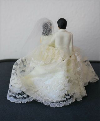 Vintage Bride and Groom Wedding Cake Topper With Added Lace Skirt 4