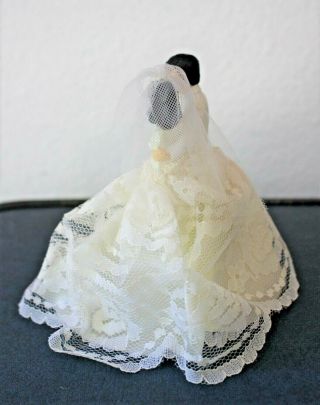 Vintage Bride and Groom Wedding Cake Topper With Added Lace Skirt 5
