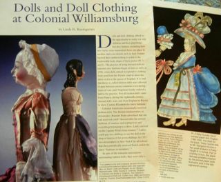 10p History Article - Antique Queen Ann & Peg Wooden Dolls Of Williamsburg