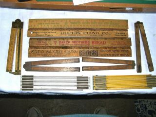 Group Of Antique Vintage Wooden Rulers All Types & Styles,  Stanley And More