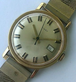 Vintage Timex Hand Winding Mens Watch With Date