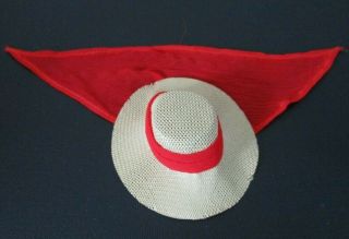 Vintage Barbie: 985 Open Road Straw Hat Red Attached Scarf