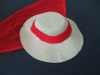 Vintage Barbie: 985 Open Road Straw Hat Red Attached Scarf 5