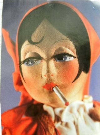 7p History Article,  Color Pics - Antique 1920s Boudoir Smoker Dolls
