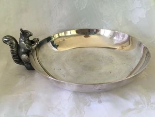 Vintage Reed & Barton Silver Plate Bowl Nut Dish 693 W/ Squirrel Figural Handle