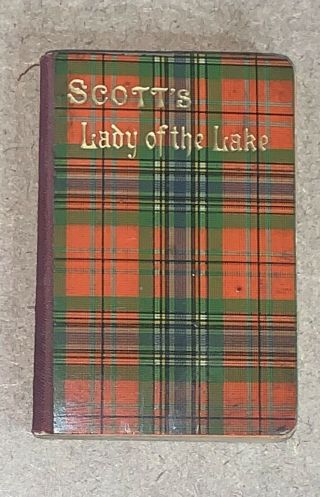 Lady Of The Lake,  Antique Book,  Miniature,  C1894 Sir Walter Scott,  Tartan Cover