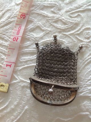 Antique Victorian SILVER Chainmail Sovereign / Coin Purse for Chain / Chatelaine 3