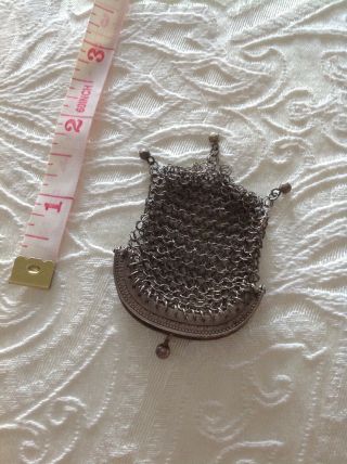 Antique Victorian SILVER Chainmail Sovereign / Coin Purse for Chain / Chatelaine 4