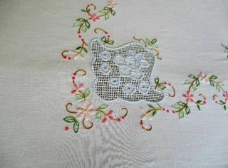 Pretty Tablecloth - Hand Embroidered With Flowers