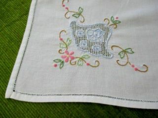 PRETTY TABLECLOTH - HAND EMBROIDERED with FLOWERS 4